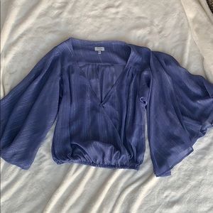 Sheer purple and silver blouse with angel sleeves